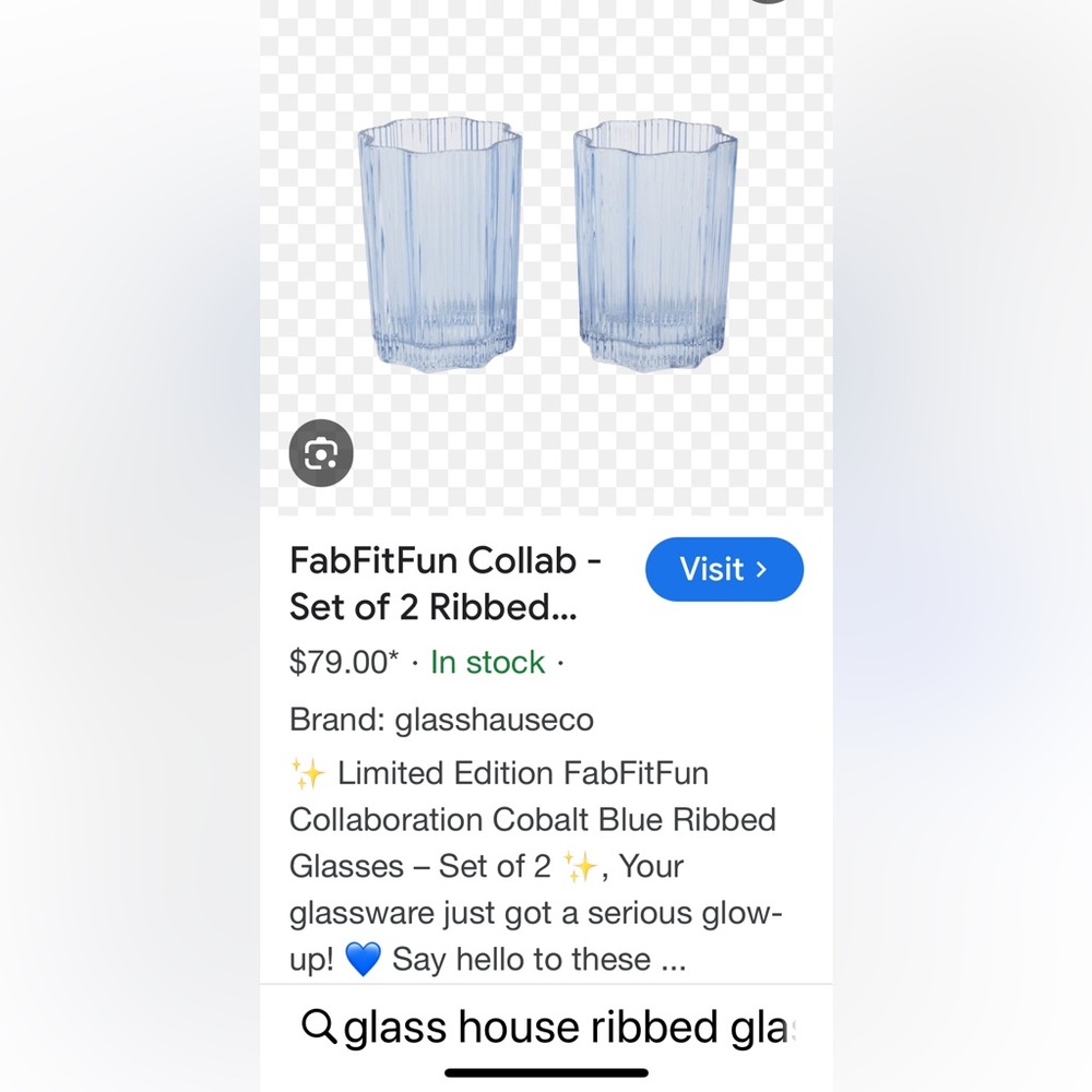 Ribbed Glasses Set - Cobalt Blue